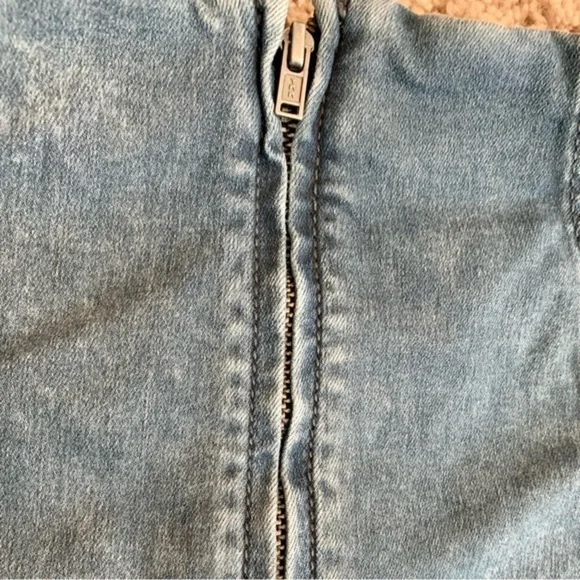 Free People Blue High Waisted Zip Back Casual Boho Cute Micro Mini Skirt size 4 - Picture 7 of 8